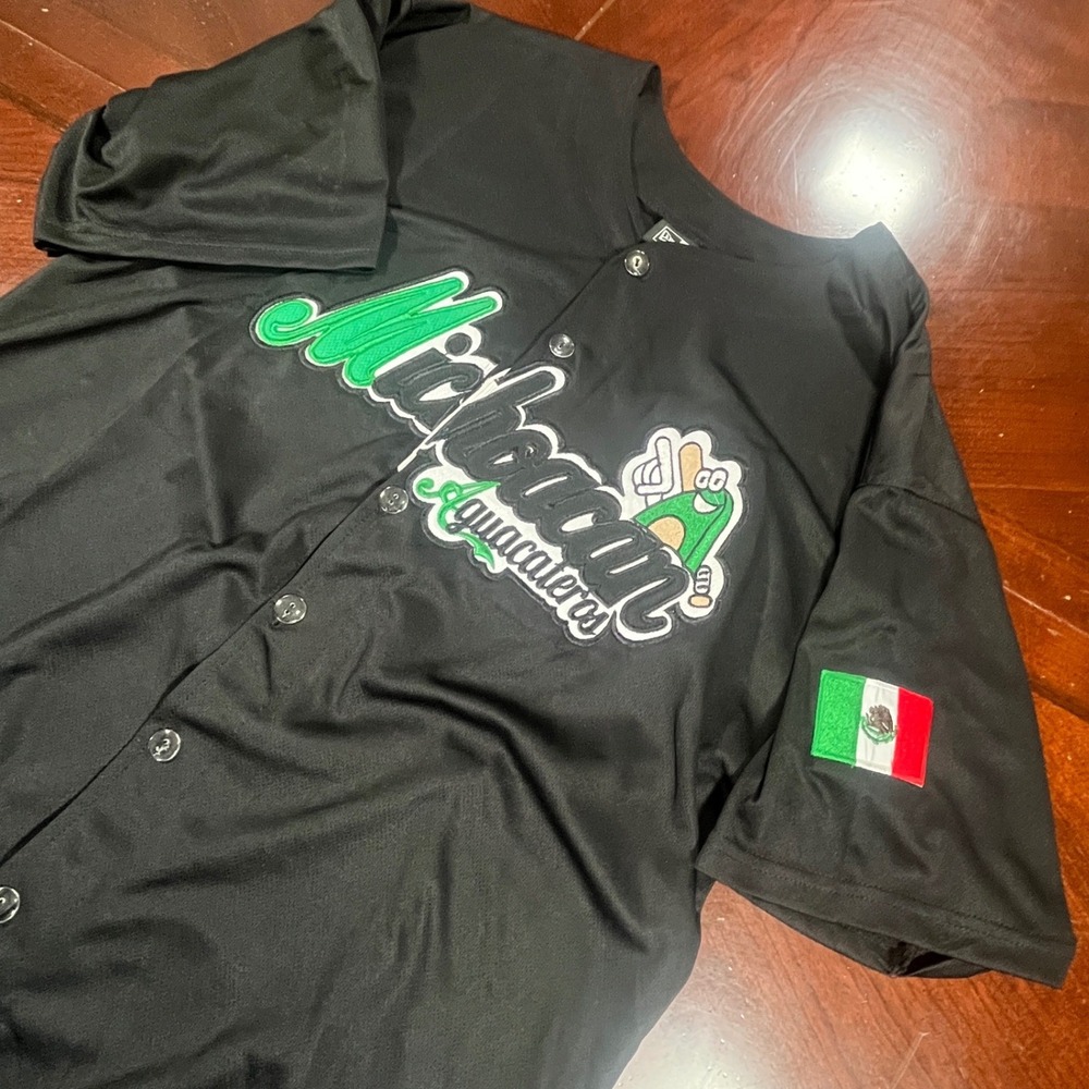 New Era Michoacan Aguacateros Baseball Jersey Black Mens Large Mexico Flag